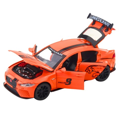 Samochód Metalowy Jaguar Światła Dżwieki Pomarańczowy