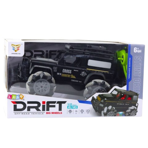 Samochód Terenowy Zdalnie Sterowany RC Obrót O 360° 1:12 Czarny