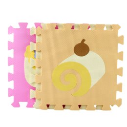 Miękkie Puzzle Mata Edukacyjna Pianka EVA Owoce Słodycze Pastelowe 16 el.