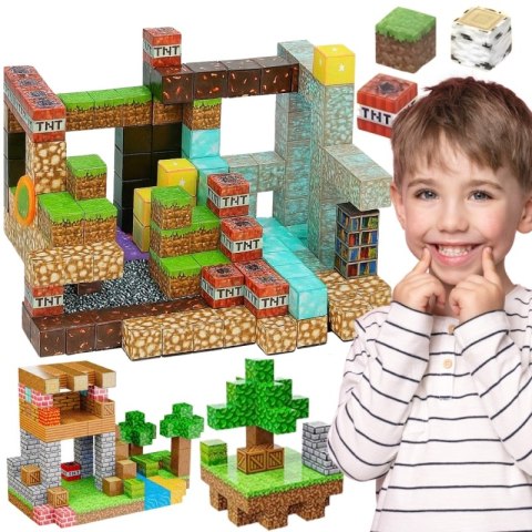 WOOPIE Klocki Magnetyczne Konstrukcyjne Sześciany 3D Zestaw Edukacyjny 63 el.