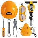 WOOPIE Zestaw Narzędzi Małego Majsterkowicza Gogle Kask Młot Pneumatyczny 21el.