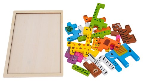 Drewniany Zestaw Układanki Puzzli Zwierzęta