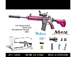 Karabin M416 Różowy na Kulki Wodne + Akcesoria