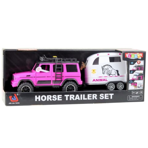Samochód Terenowy Z Przyczepą Do Przewozu Koni Figurka Światła Dźwięki