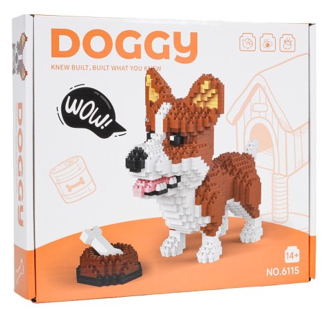 Zestaw klocków konstrukcyjnych 1200 el. Welsh Corgi z miską i kością dla nastolatków 14+ i dorosłych