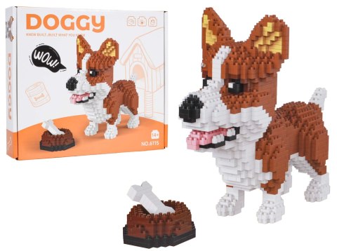 Zestaw klocków konstrukcyjnych 1200 el. Welsh Corgi z miską i kością dla nastolatków 14+ i dorosłych