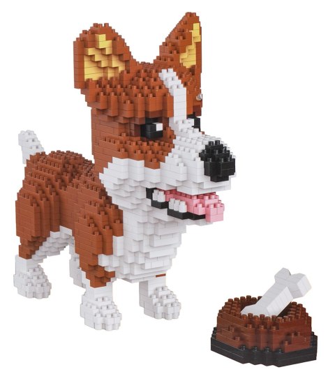 Zestaw klocków konstrukcyjnych 1200 el. Welsh Corgi z miską i kością dla nastolatków 14+ i dorosłych