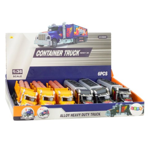 Ciężarówka Cysterna Transport Drewna Napęd Pull-Back Światła Dźwięki 1:36