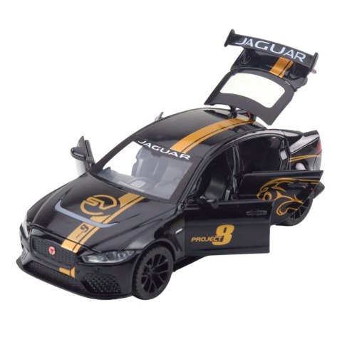 Samochód Sportowy Metalowy Napęd Pull-Back Światła Dźwięki Czarny 1:32