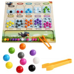 Gra Drewniana Zręcznościowa Edukacyjna Sorter Kolorowe Kulki