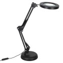 Lampka na biurko biurkowa LED z lupą szło powiększające obrotowy wysięgnik 2 sposoby mocowania