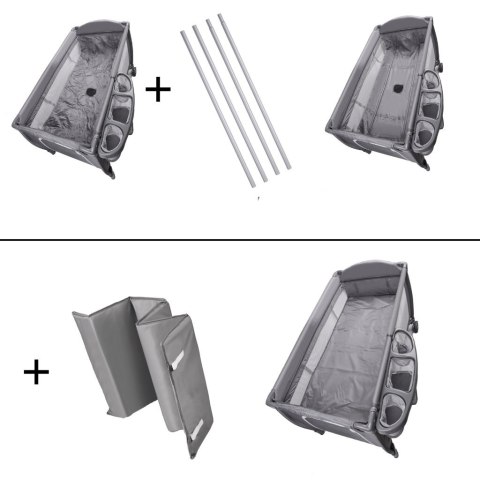 Łóżeczko dziecięce turystyczne składane dwupoziomowe przewijak max. 15kg