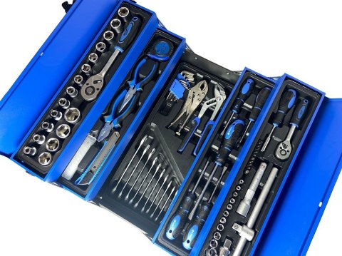 Szkrzynka narzędziowa otwierana kolor niebieski 85 elementów Bituxx