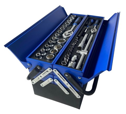 Szkrzynka narzędziowa otwierana kolor niebieski 85 elementów Bituxx