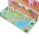 Domek dla lalek drewniany Lulilo Gardeno z ogródkiem mebelki 70cm różowy LED