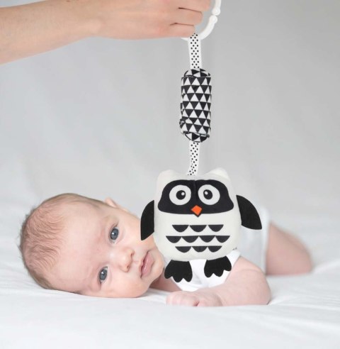 Grzechotka zawieszka sensoryczna kontrastowa sowa