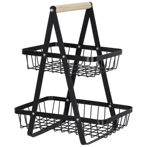 Kosz miska na owoce dwupoziomowy piętrowy metal drewno