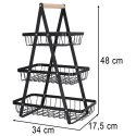 Kosz na owoce i warzywa piętrowy patera trzypoziomowa metal drewno