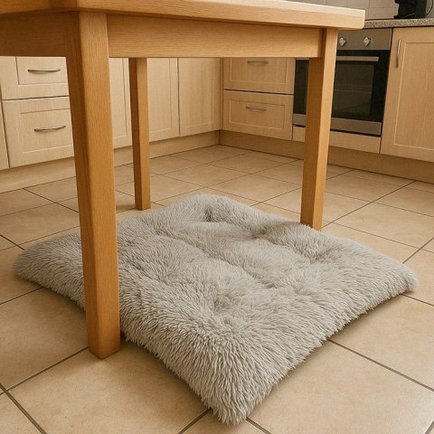 Legowisko dla psa kota pluszowe posłanie włochata poduszka poducha shaggy 115cm szary