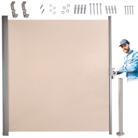 Markiza boczna tarasowa LUARO parawan zwijany 180 x 400 cm beżowy