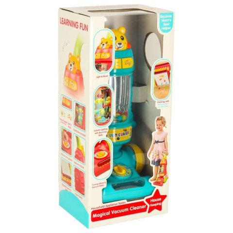 Odkurzacz bezprzewodowy pionowy dla dzieci interaktywny z dźwiękiem niebieski