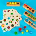 Odważniki cylindry drewniane gra układanka montessori kolorowe