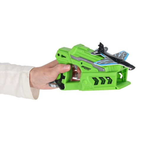 Pistolet wyrzutnia samochodów i samolotów rzutka szybowiec zestaw 3 samoloty auto