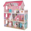 Domek dla lalek drewniany MDF mebelki 70cm różowy LED