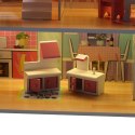 Domek dla lalek drewniany MDF mebelki 70cm różowy LED