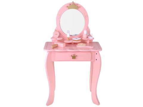Drewniana Królewska Toaletka z lustrem + krzesełko + akcesoria ZA5934
