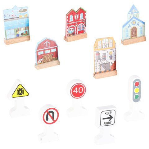 Kolejka drewniana pociąg tor samochodowy 70 elementów