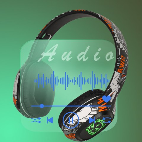 Słuchawki bezprzewodowe nauszne Bluetooth RGB Gaming Sport 200mAh czarne