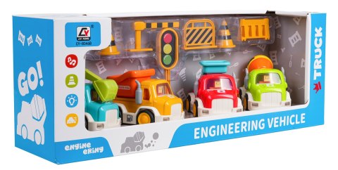 Zestaw Autek Budowlanych z Funkcją Dźwięku i Świateł + Akcesoria