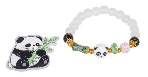 Zestaw Biżuterii Panda Biała Bransoletka