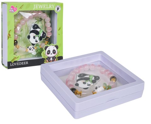 Zestaw Biżuterii Panda Różowa Bransoletka