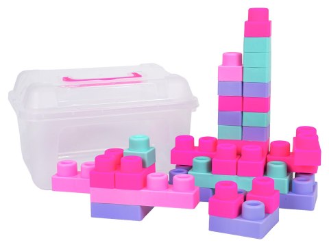 Zestaw Miękkich Klocków 32el. Różowe + Walizka