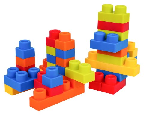 Zestaw Miękkich Klocków + Krzesełko Schowek Niebieskie