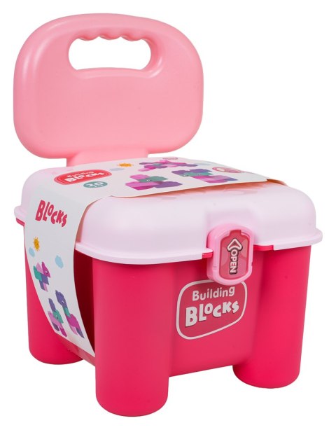 Zestaw Miękkich Klocków + Krzesełko Schowek Różowy