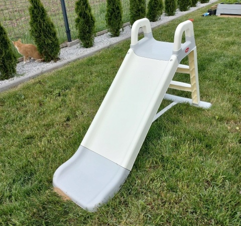 Największa Zjeżdżalnia Ogrodowa dla Dzieci XXL 145cm KREMOWO-SZARA