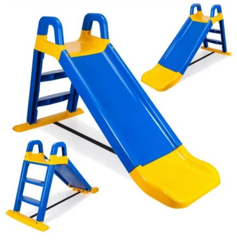 Największa Zjeżdżalnia Ogrodowa dla Dzieci XXL 145cm NIEBIESKO-ŻÓŁTA