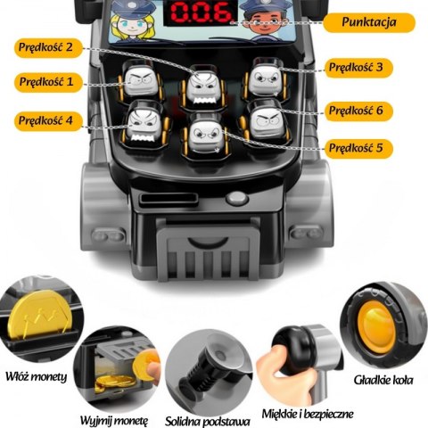 WOOPIE Gra Zręcznościowa Uderz Młotkiem Wbijak Wóz Policyjny z Akcesoriami