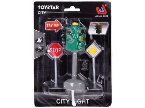 Sygnalizacja świetlna z dźwiękiem i światłem + 2 znaki drogowe ZA5845