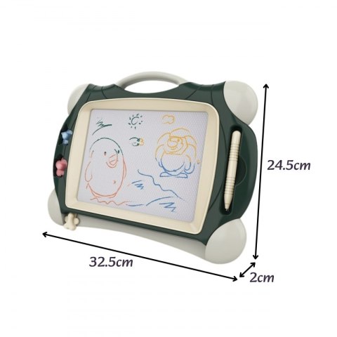 Znikopis Tablica Magnetyczna Kolorowa + 2 Stempelki Zielony