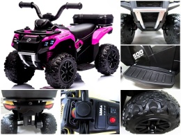Quad J9 RÓŻOWY na akumulator dla dzieci, muzyka, światło