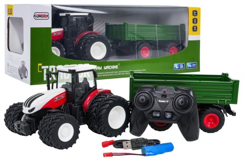 Traktor Czerwony R/C Z Zieloną Naczepą