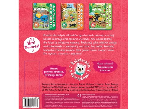 Aksjomat Słucham i poznaję.W zoo książeczka z dźwiękami wierszykamiKS1138