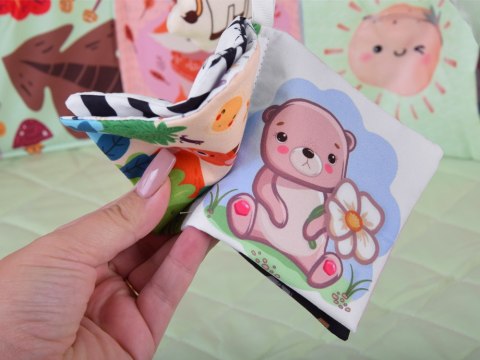 Mata Edukacyjna z Pałąkiem + Zabawki Gryzak Książeczka Kontrastowa ZA5828