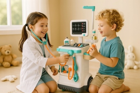 Interaktywny Zestaw Lekarza z Wózkiem lekarskim dla dzieci 3+ EKG RTG + Termometr + Stetoskop + Akcesoria 26 el.