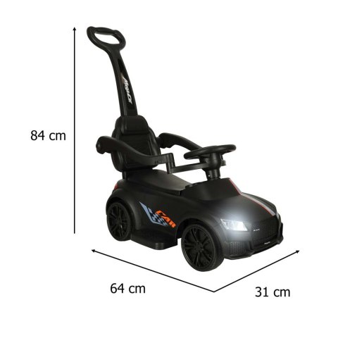 Jeździk pchacz samochód 3w1 z dźwiękiem i światłami czarny