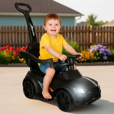 Jeździk pchacz samochód 3w1 z dźwiękiem i światłami czarny